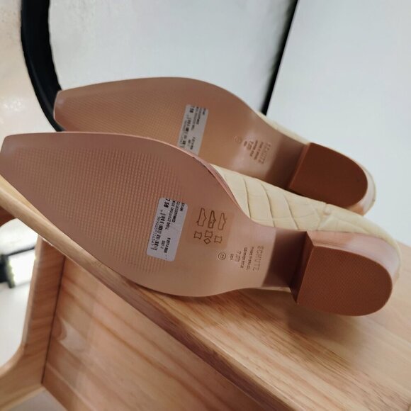 Schutz Briani Women's Snip Toe Crocodile Embossed Leather Bootie Eggshell 7.5B - Picture 10 of 12